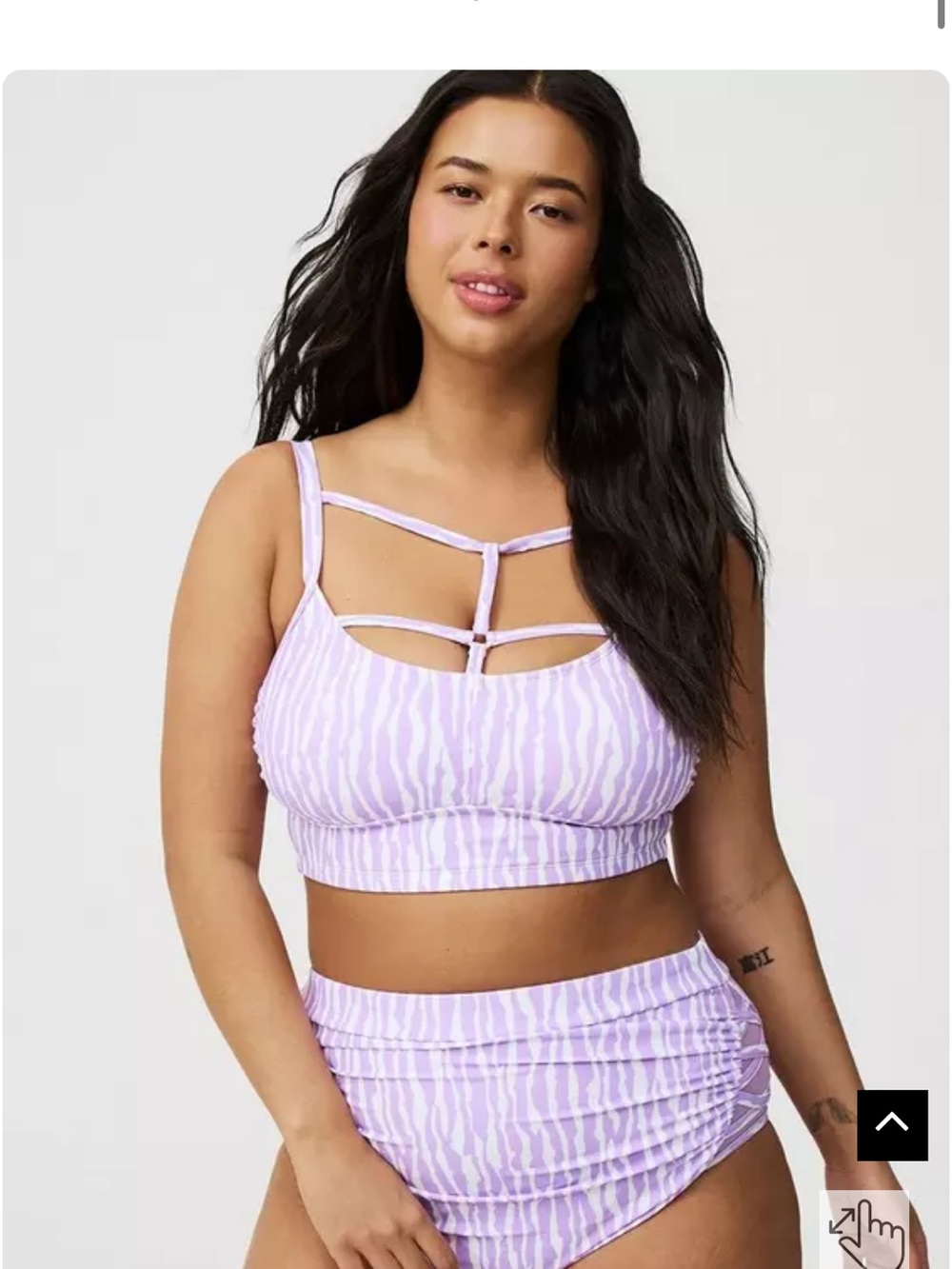 New! Set! Torrid 3 3X Lavender Zebra Strippy Bikini Swimsuit Rip Tide Whisteria